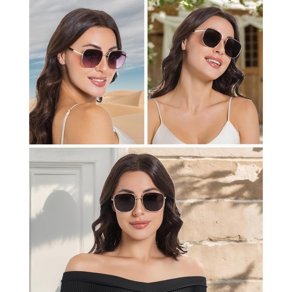 ✨Women Black Trendy Square Sunglasses Classic Hexagon Protection Sunglasses main image 4